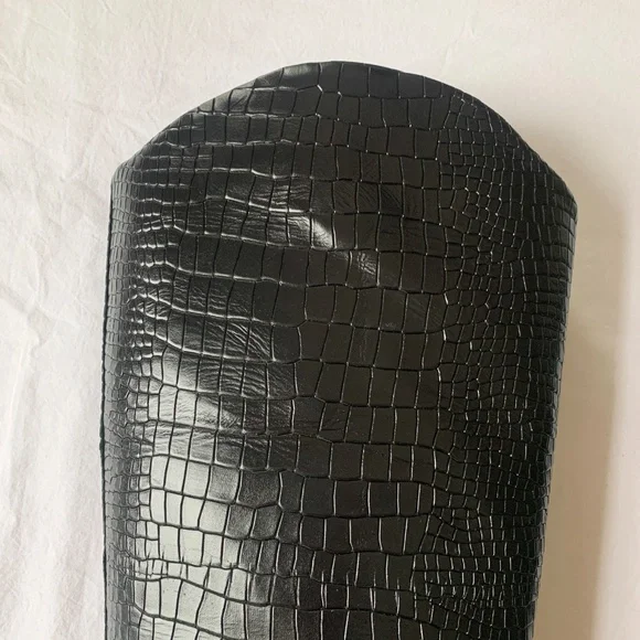 Schutz Maryana High Heel Leather Crocodile-Embossed Boot Black 7.5 - Picture 4 of 16